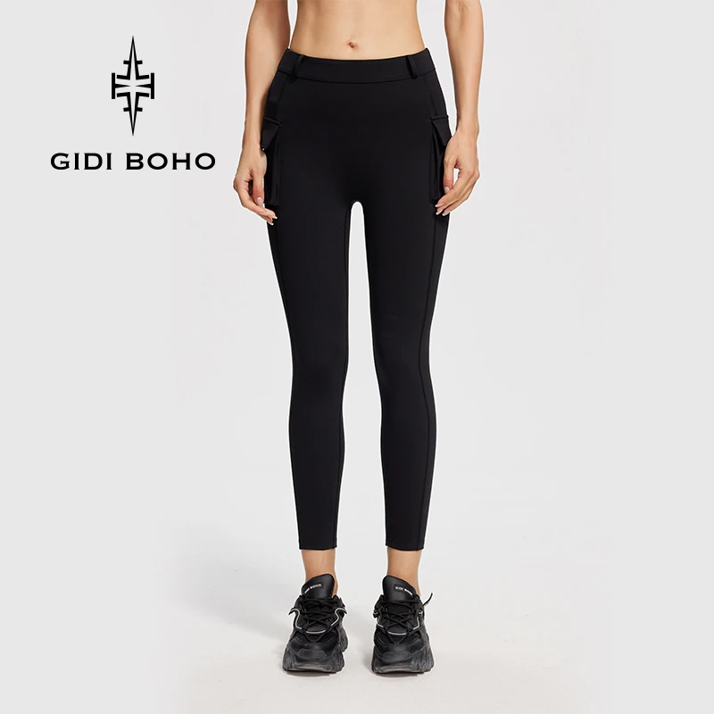 GIDI BOHO/极地薄荷冬季抓绒新款紧身运动户外裤子时尚工装外穿裤