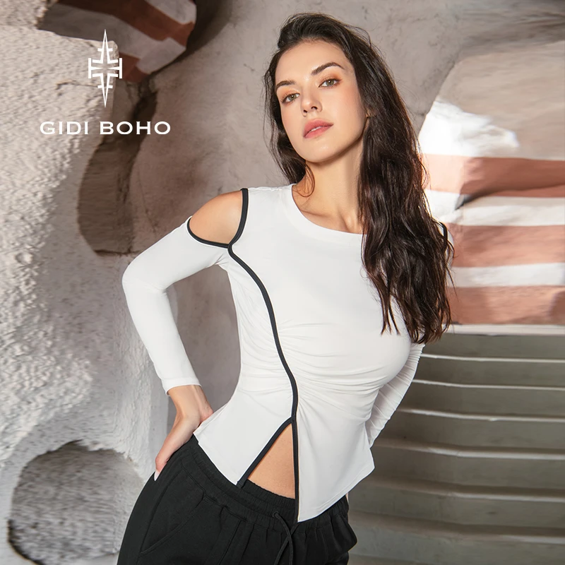 GIDI BOHO/极地薄荷秋季新款时尚长袖户外瑜伽弹力速干运动T恤女