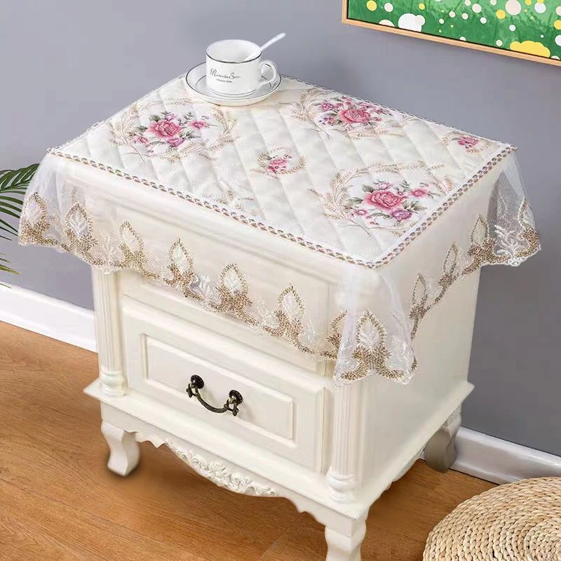 床头柜罩盖巾欧式床头柜多用巾盖布小桌布防尘巾蕾丝卧室