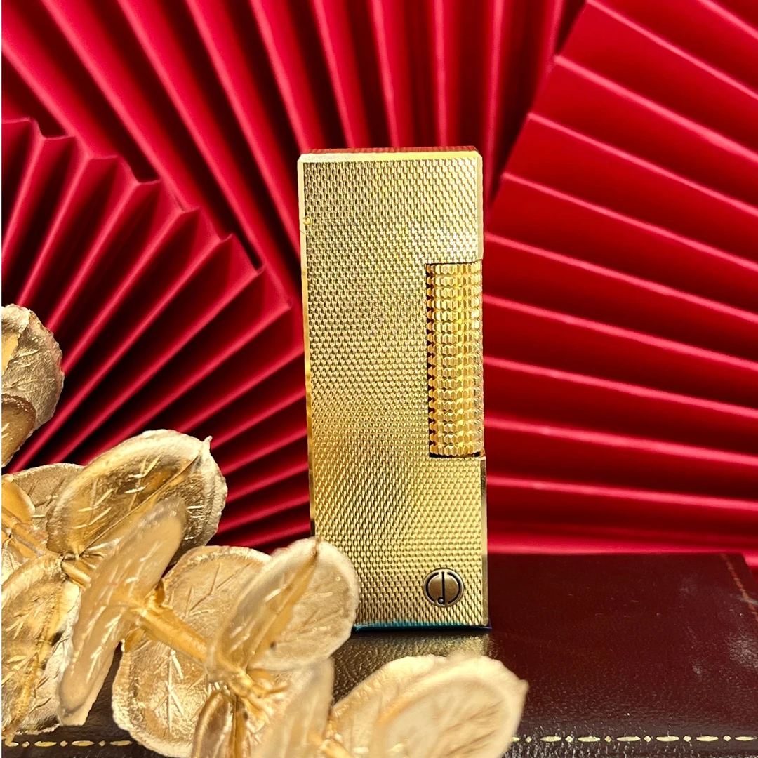 登家罕见窄款金色麦粒纹5代纯铜流行男士烟具打火机收藏款大全套