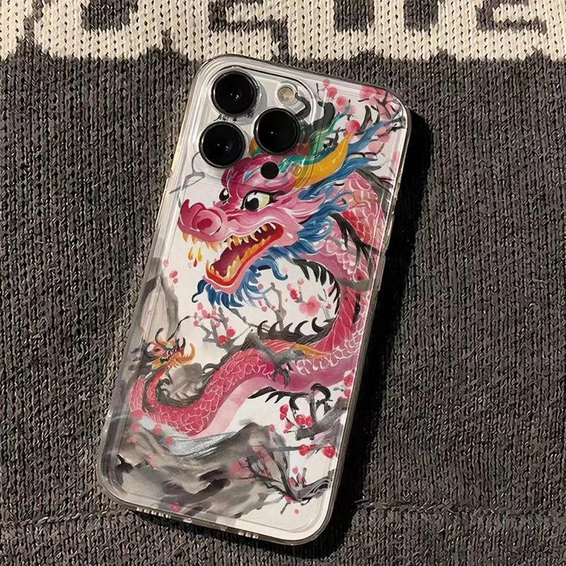水墨画中国龙苹果手机壳iPhone15个性保护套13/12/11promax/xsmax