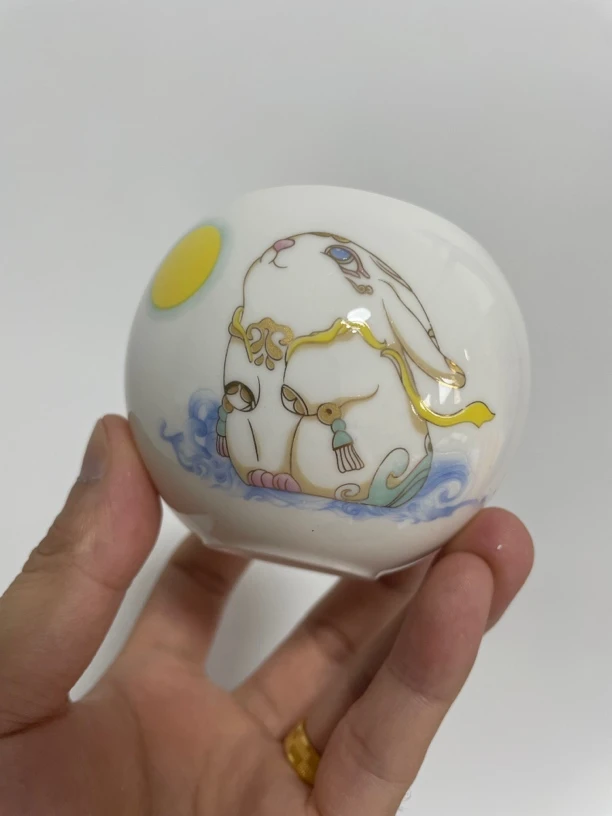 尚晟茶器精选链接白色玉兔望月主人杯品茗杯陶瓷杯茶杯水杯喝茶q