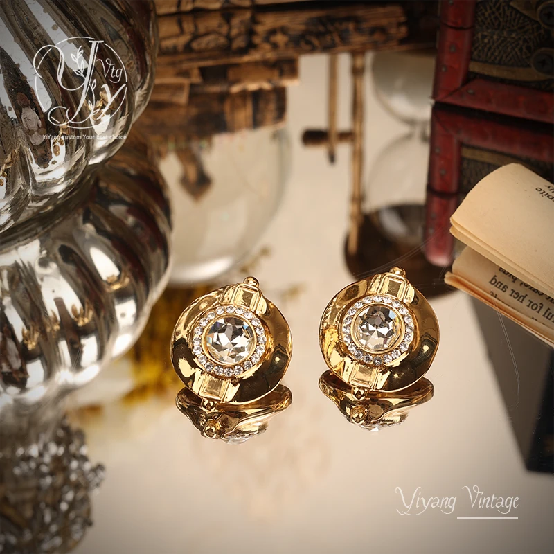 一漾 铜合金合成锆石耳饰 设计师款稀有玫瑰金钻点耳环