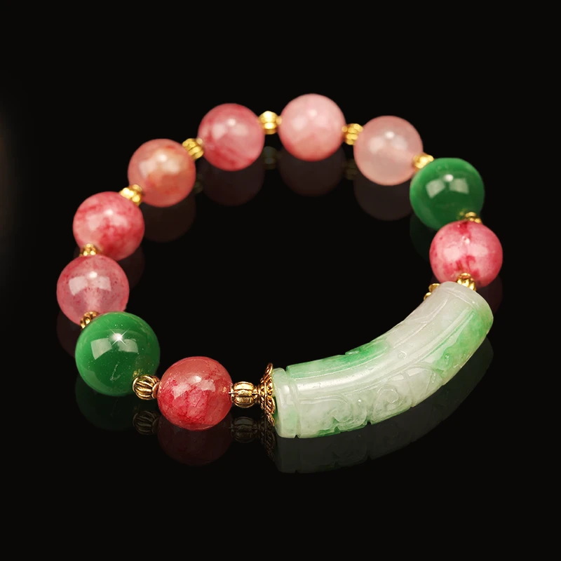 一漾 铜合金合成锆石手链 设计师款绿色手链