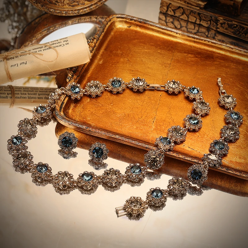 一漾 铜合金合成锆石项链 手工气质轻奢 时尚百搭套装