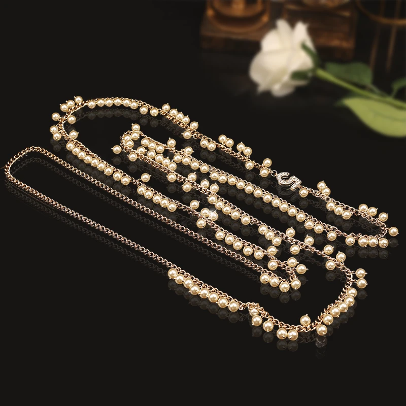 铜合金合成锆石项链 一漾 长链白珠项链