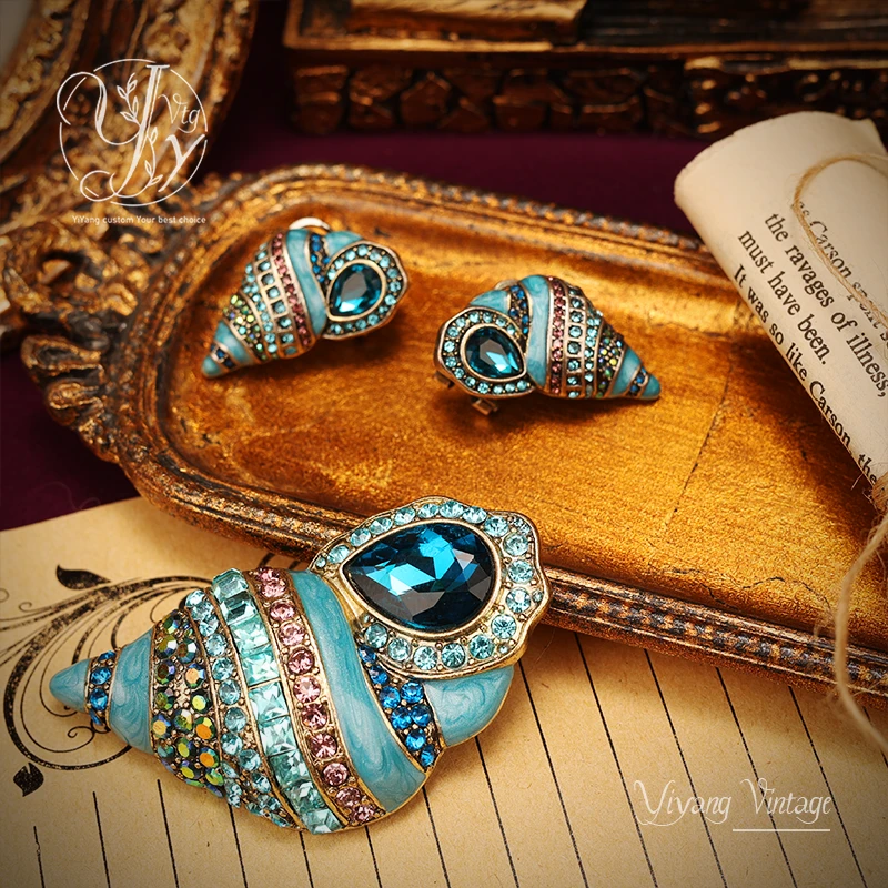 一漾 铜合金玻璃耳饰 小众设计 时尚轻奢海螺胸针