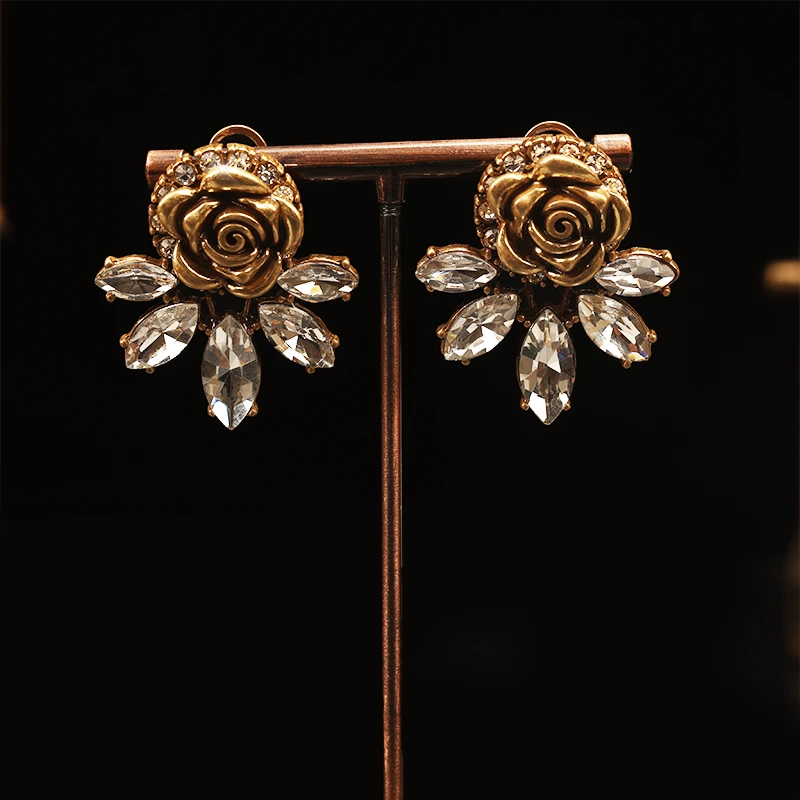 一漾 铜合金合成锆石耳饰 设计师款黄色耳环