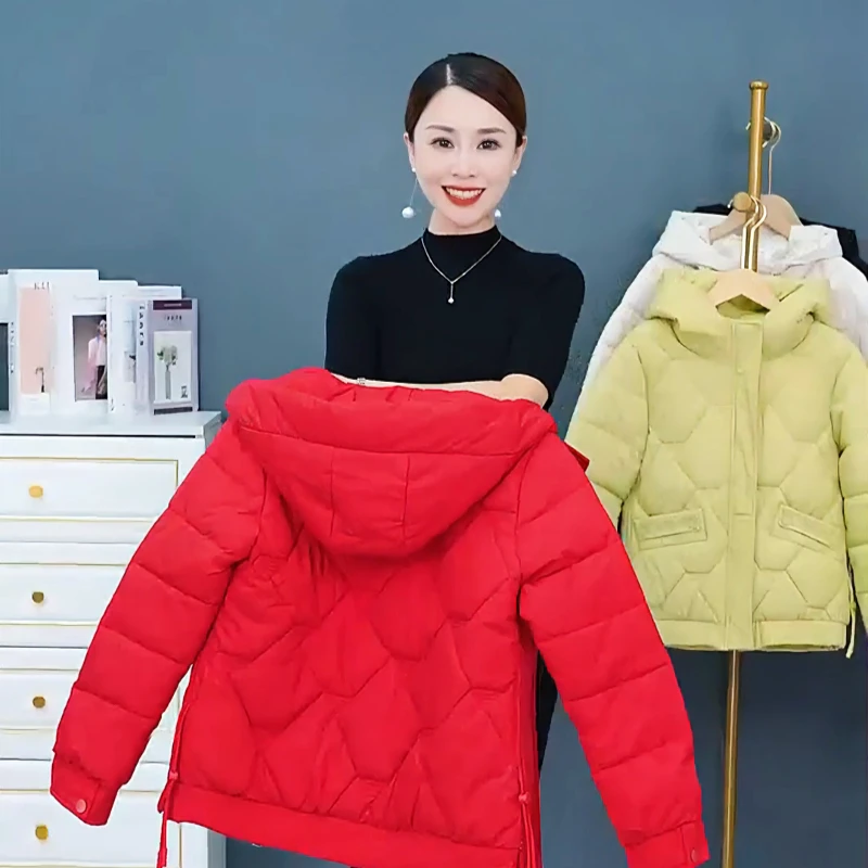 洋气休闲百搭秋冬短款棉服女2025新款连帽棉衣加厚保暖冬季外套