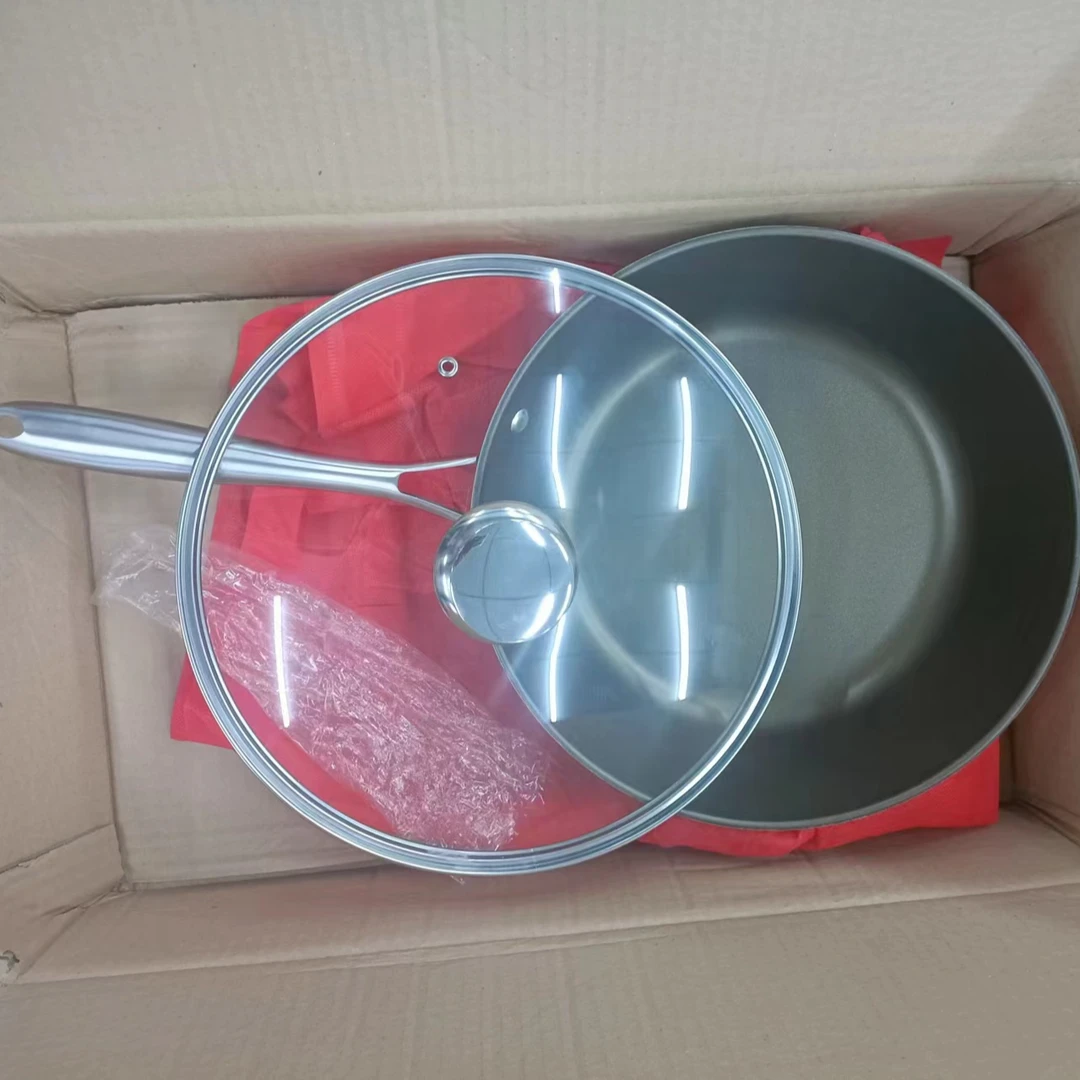 有钛深煎锅无涂层平底锅不粘锅牛排煎锅炒菜炒锅电磁炉燃气灶适用