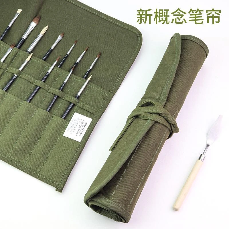 新概念棉布画笔袋 毛笔插笔袋  水彩画笔笔帘 卷式收纳包