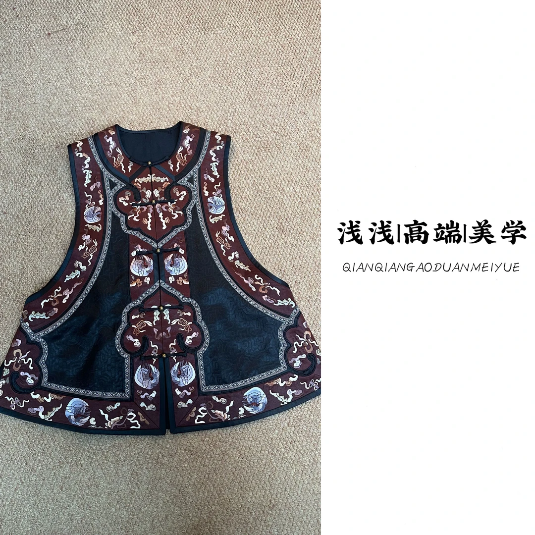 『八仙过海』中式复古中国风传统民族风无袖重工刺绣马甲