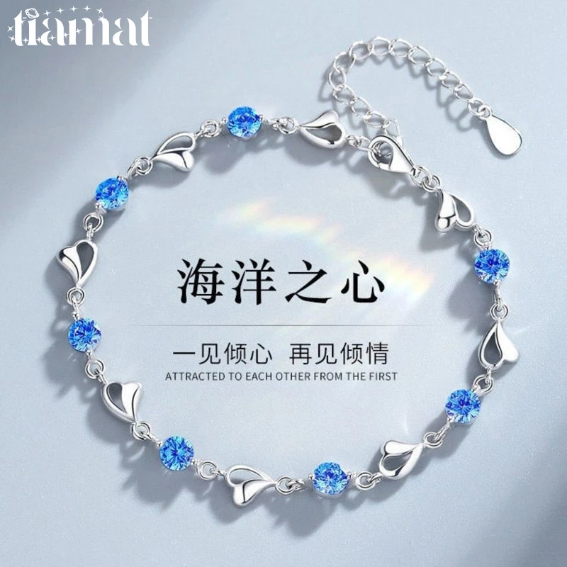 tiamat 足银合成锆石手链 海洋之心足银手链轻奢风百搭款精准手镯
