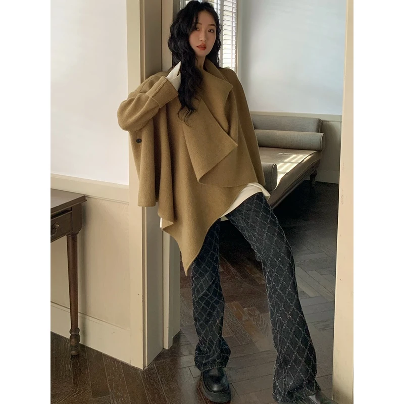 任小艺显瘦格子小脚微喇裤小香牛仔裤 A1876