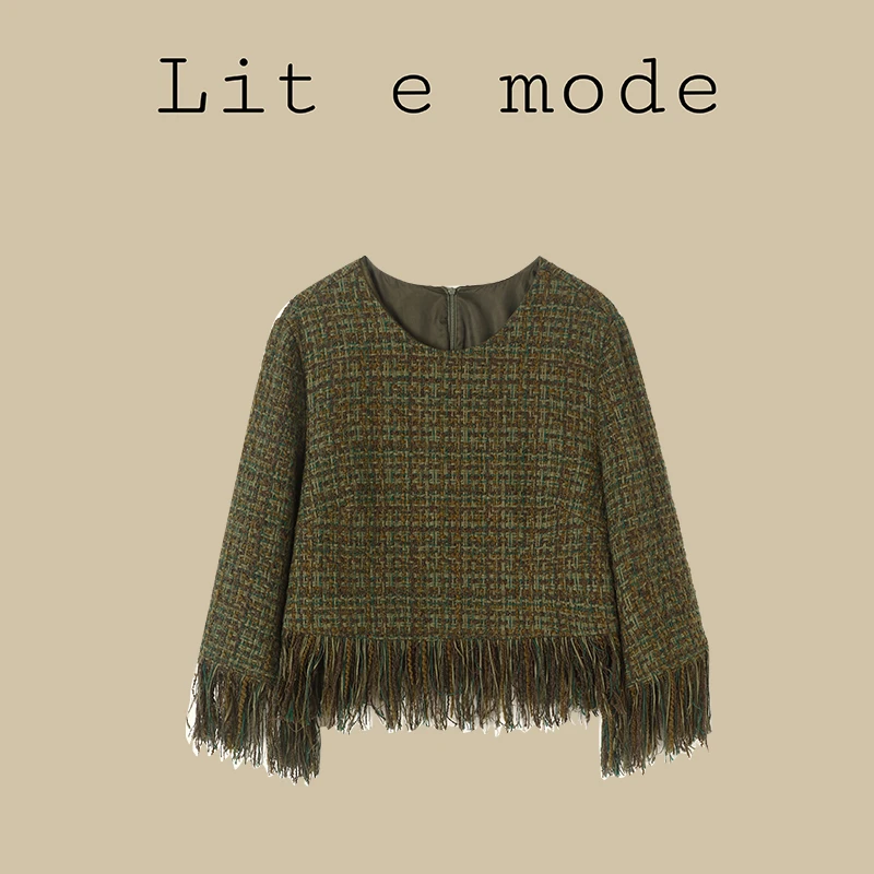 Lit e mode （小众设计编织流苏套头小香外套秋A1708