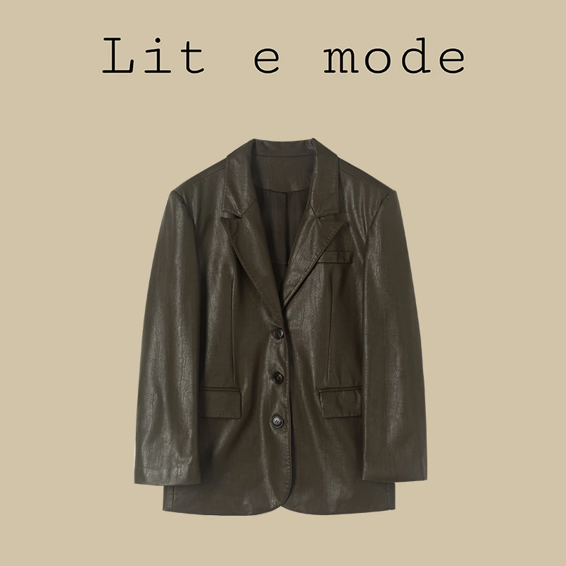 Lit e modeLit e mode美拉德穿搭皮衣西装外套女A1734