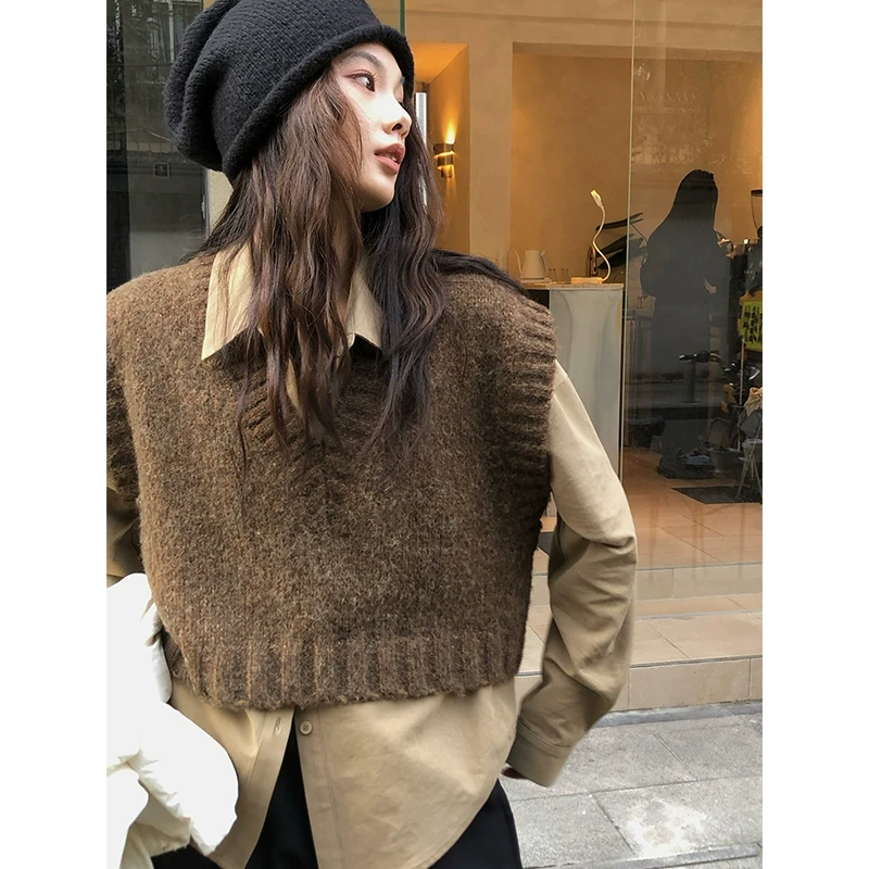 任小艺 12/10气质设计感650g喷毛纱工艺毛衣两件套女秋冬开衫外套