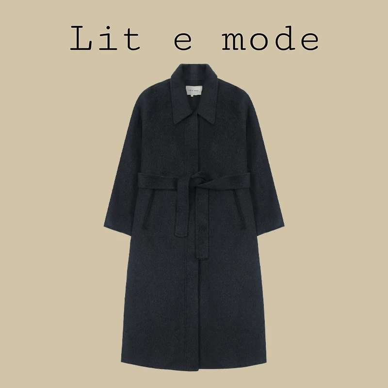 Lit e mode秋冬新款双面大衣女中长款加厚保暖高端呢外套A1491