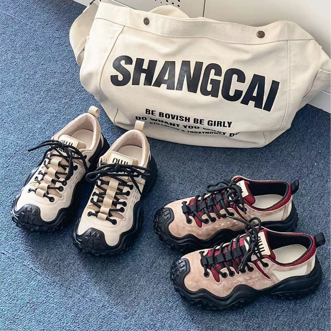 真皮透气网面登山鞋2024新款秋季显瘦舒适百搭运动休闲爆款608-2