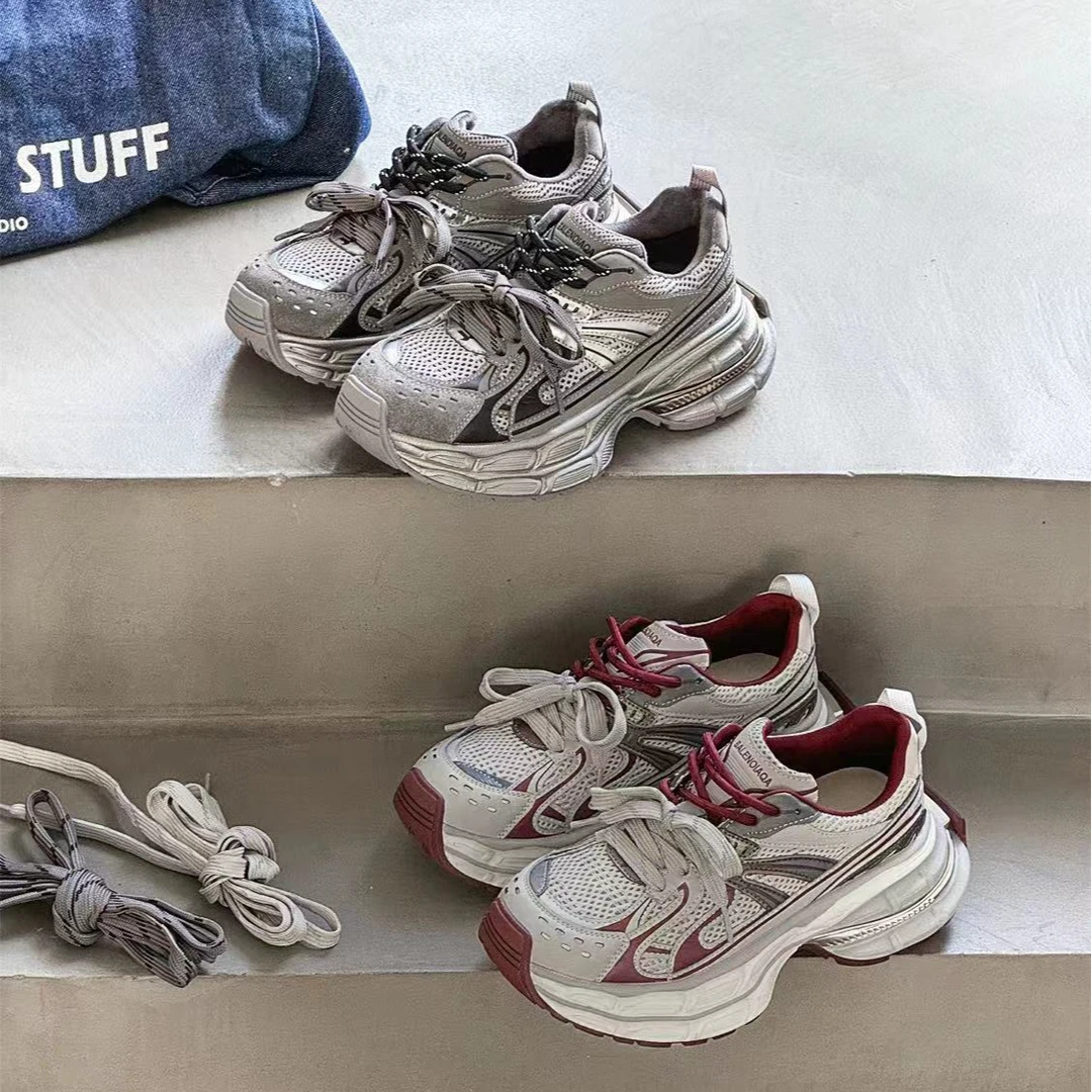 欧洲站老爹鞋女秋季网面鞋新款爆款厚底休闲运动鞋女款6552