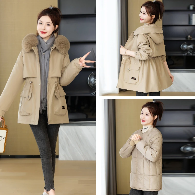 【一衣三穿】时尚洋气宽松显瘦加厚棉衣内里可拆卸派克加绒冬季女士
