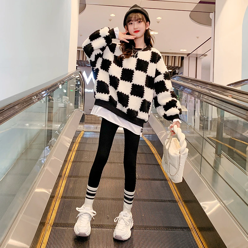 女童卫衣秋冬款加绒加厚儿童上衣冬季2022新款冬装洋气网红大童装