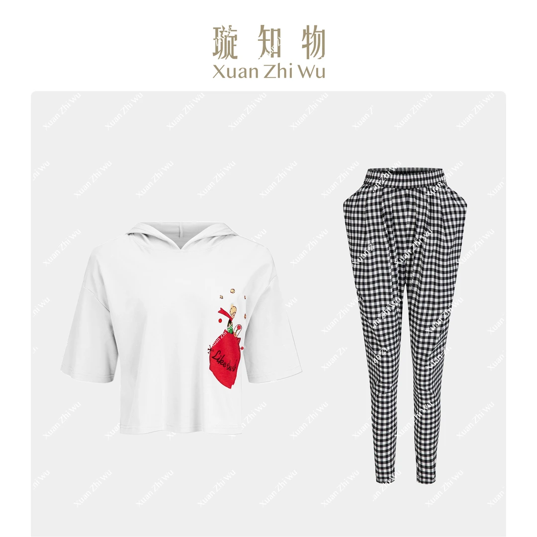 璇知物「Xuan」包包裤（白色王子T定制） 黑白格显瘦高腰时尚休闲女士