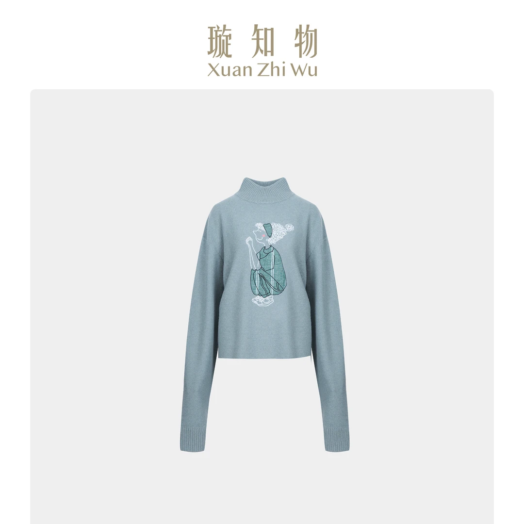 璇知物「Xuan」童话圆领毛衣（短款） 刺绣.卡通衫王璇原创设计