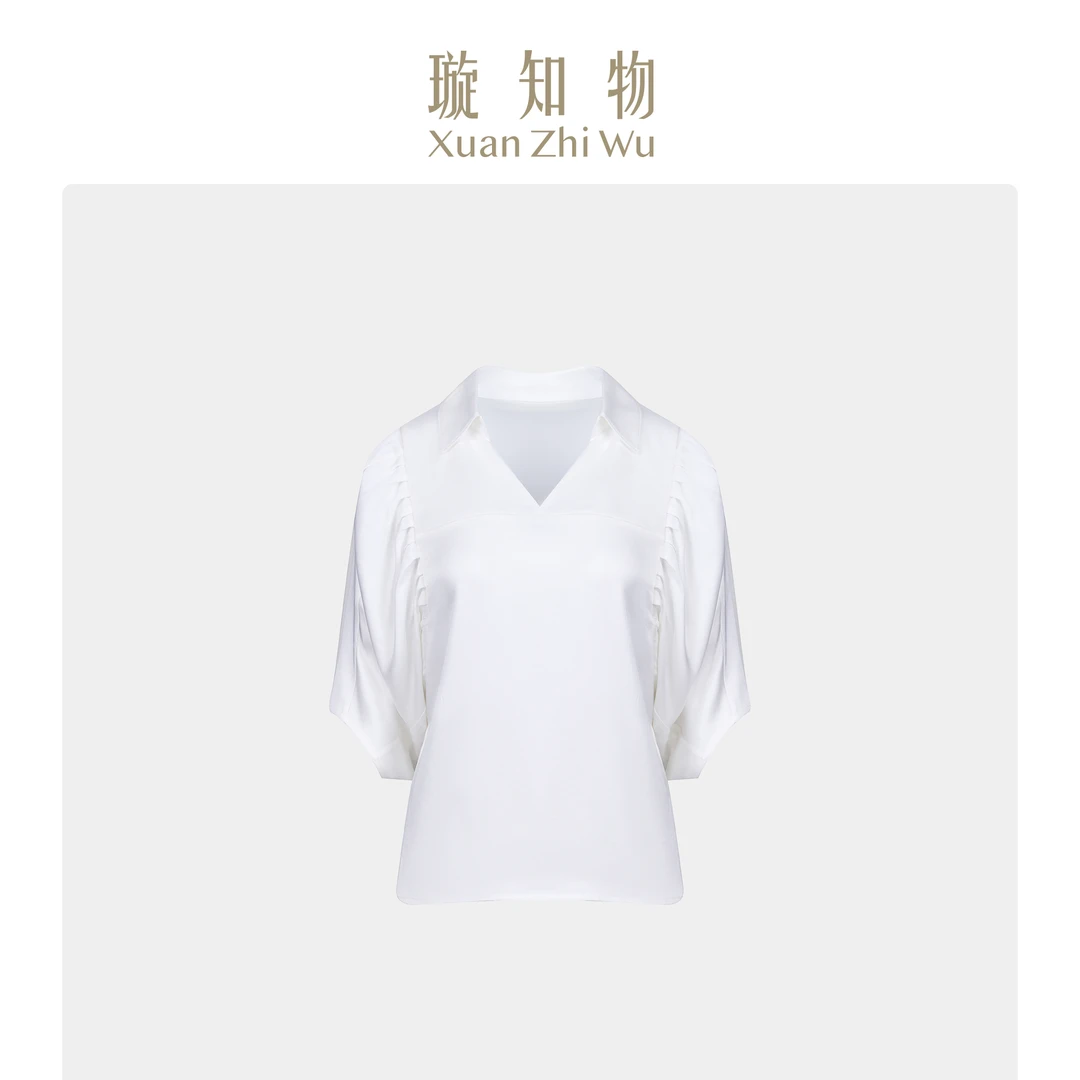 璇知物「Xuan」晚风衫 柔光缎面流线剪裁轻奢品味王璇原创设计