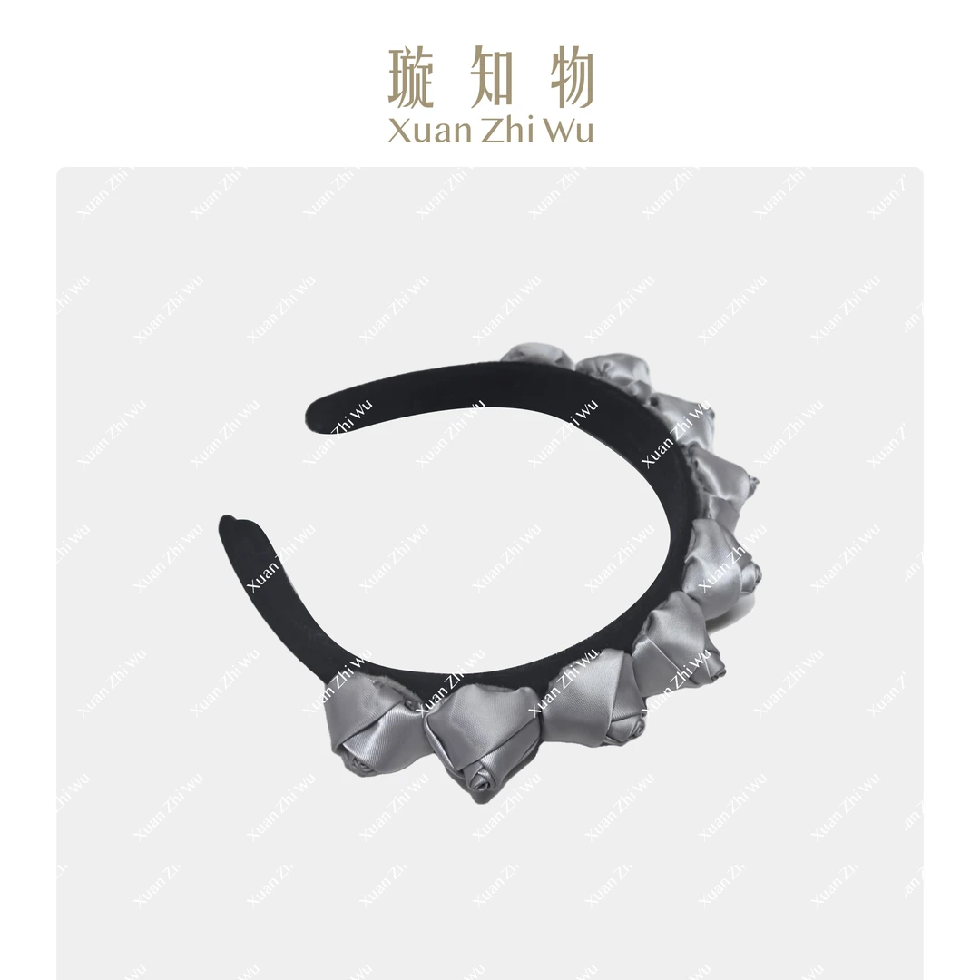 璇知物「Xuan」发卡 灰色玫瑰花 气质时尚复古法式王璇原创设计