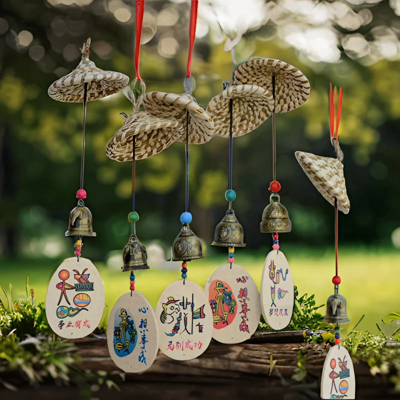 云南民族风丽江东巴文草帽许愿牌风铃栈墙上挂饰风铃文艺热卖