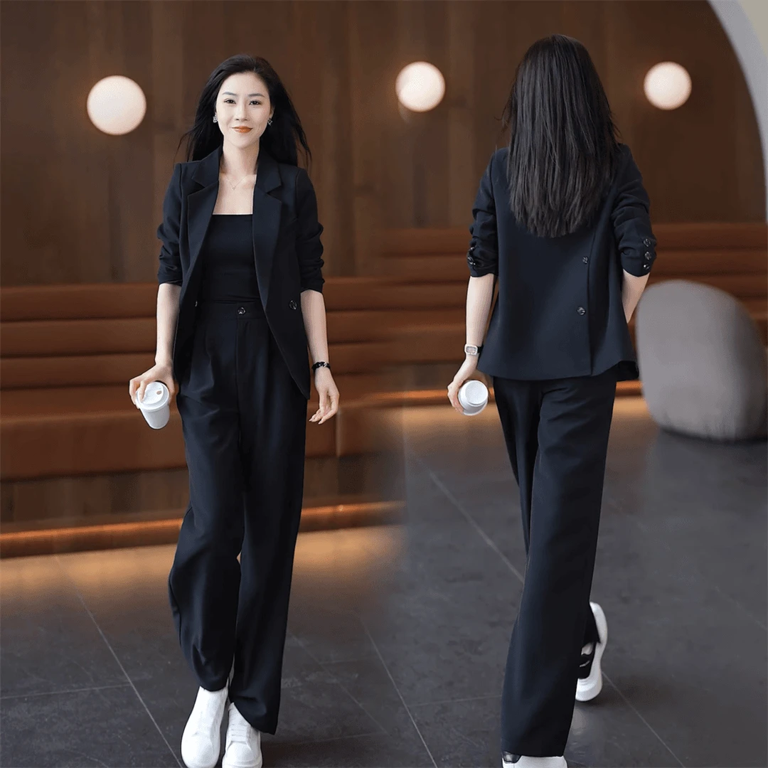 时尚西服套装女2026年春季新款气质显瘦韩版西装外套阔腿裤两件套