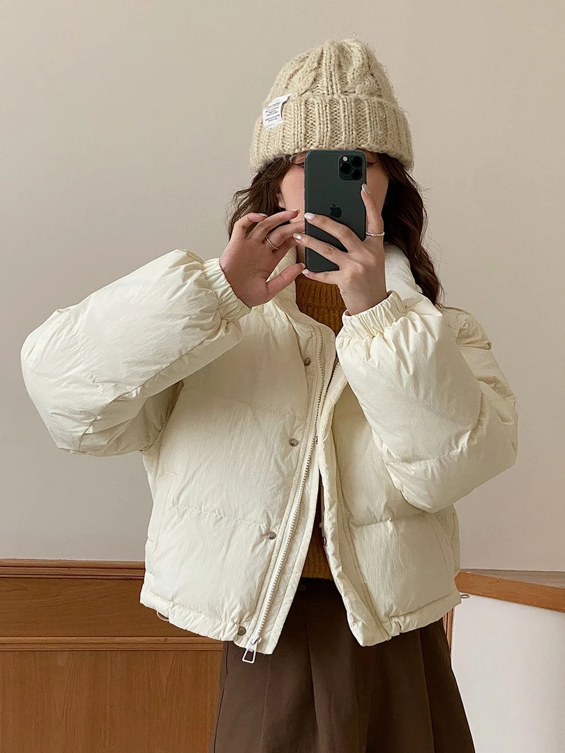 冬季韩版羽绒服女2023年新款白鸭绒加厚立领面包服小个子爆款外套