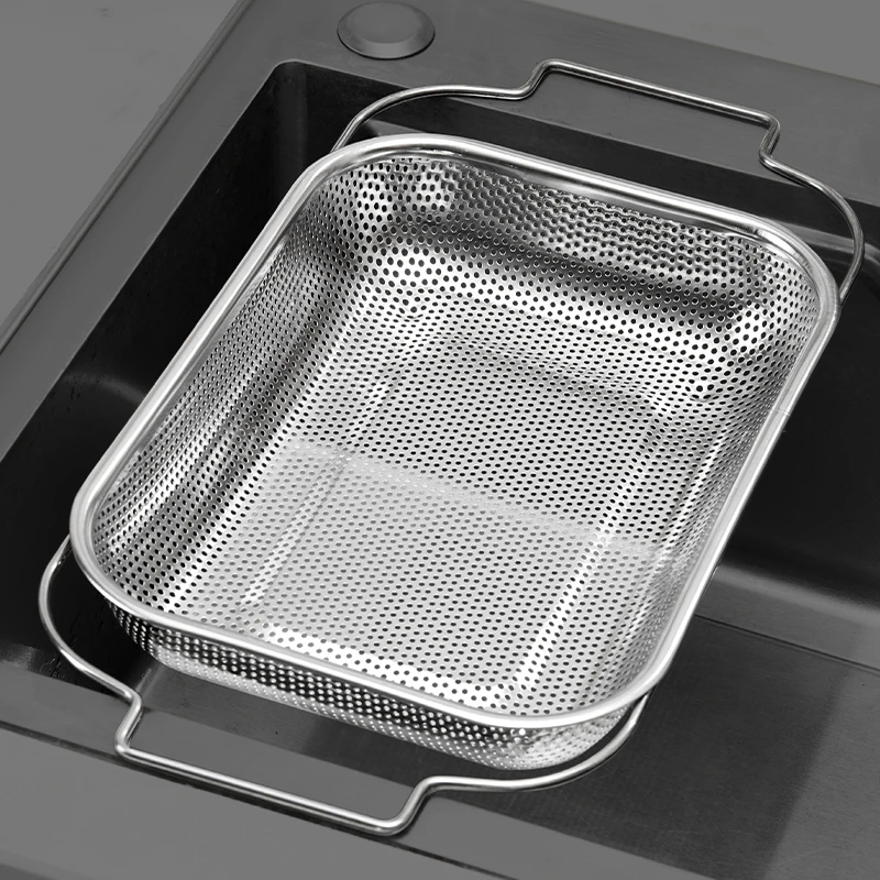 不锈钢沥水篮加厚大容量可伸缩洗菜盆大号家用厨房水槽滤筷子水架