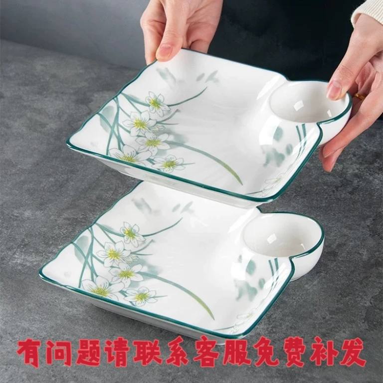 足银耳饰 【饺子盘2个釉下彩】破损联系补发 请勿中cha评