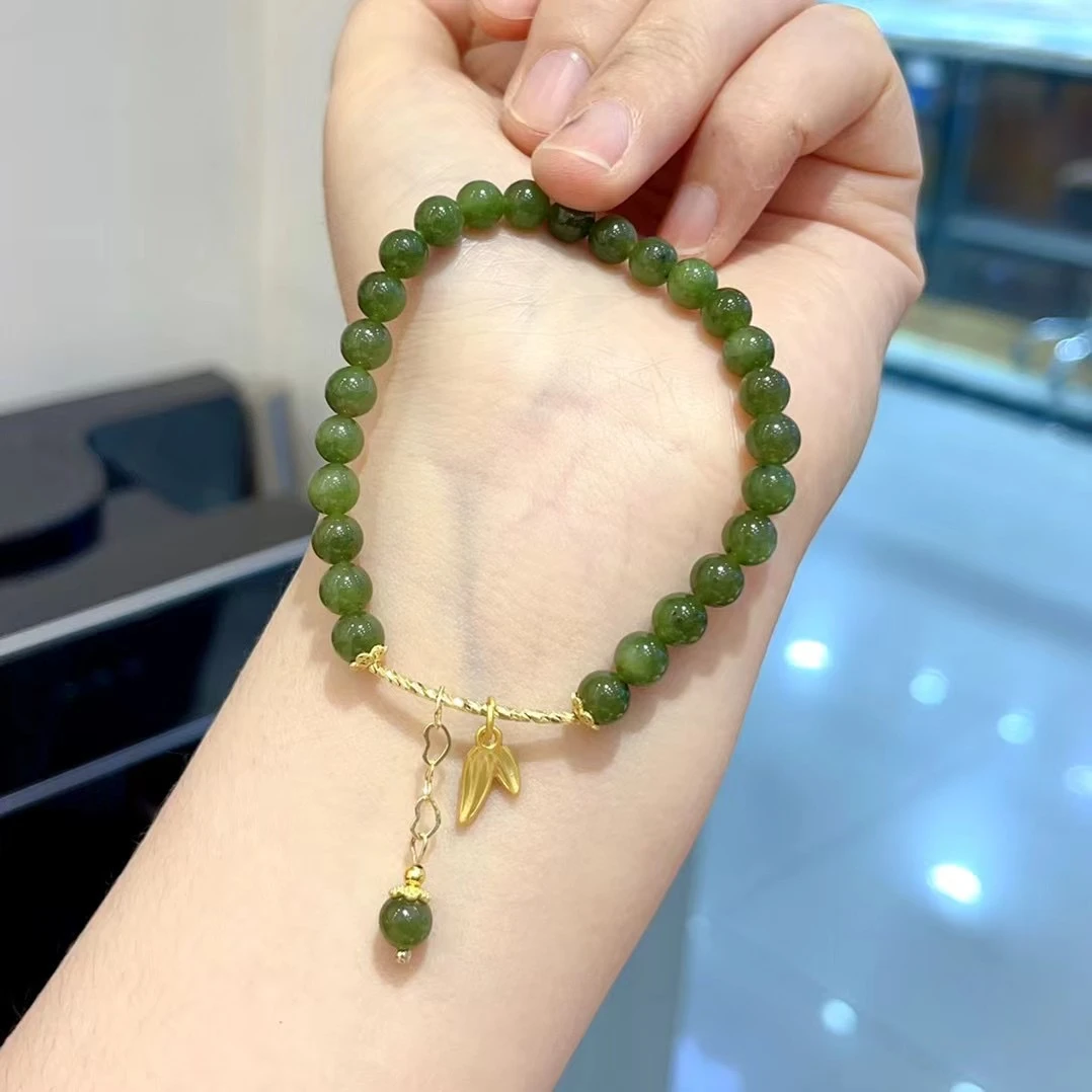 碧玉单圈竹叶手串