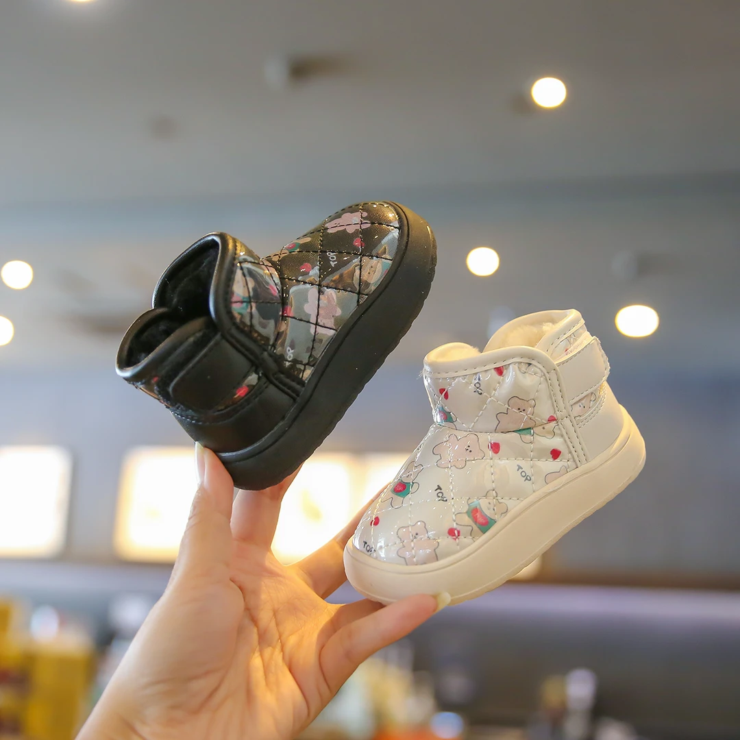 女童雪地靴宝宝冬鞋加绒加厚防水棉鞋儿童学步鞋男童棉靴婴儿鞋子