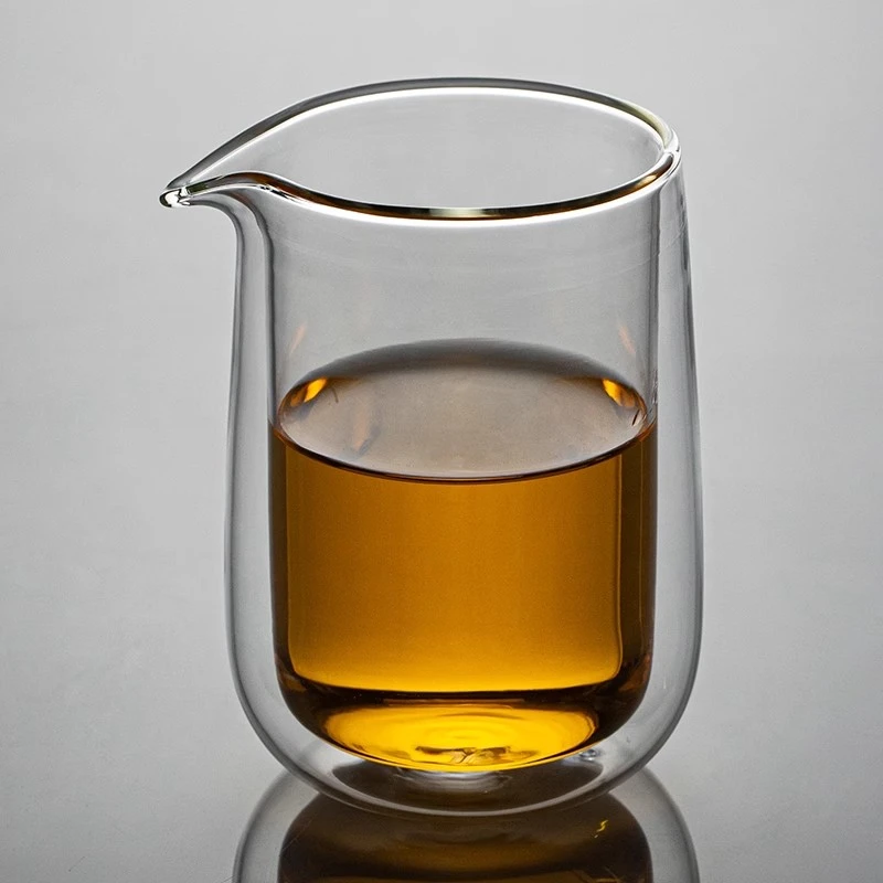 茶与诗玻璃双层隔热直身公道杯耐热大号分茶器茶具配件手抓茶海
