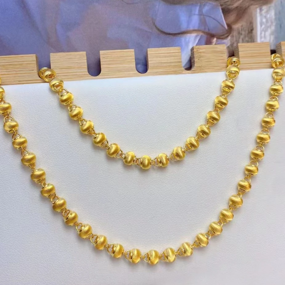 Chow Tai Seng/周大生足金光珠项链转运珠锁骨素金链子轻奢贵气