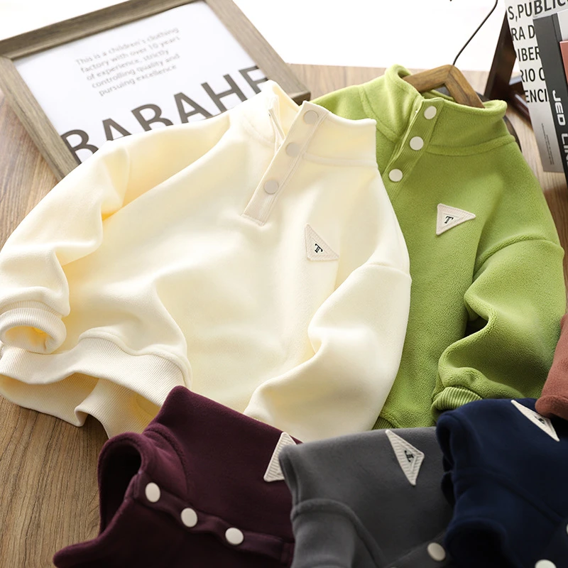 男孩内胆新款中大童加绒卫衣双面绒儿童春秋冬装打底衫衣保暖男童