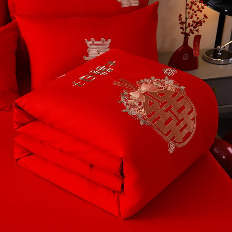 水星高端系列家纺新款结婚专用蚕丝被褥陪嫁被子婚庆喜被双人棉被