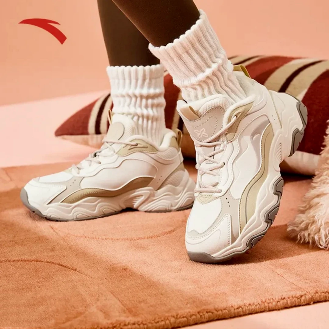 安踏陨石丨加绒保暖高帮棉鞋女2024冬季新款厚底休闲鞋122448986