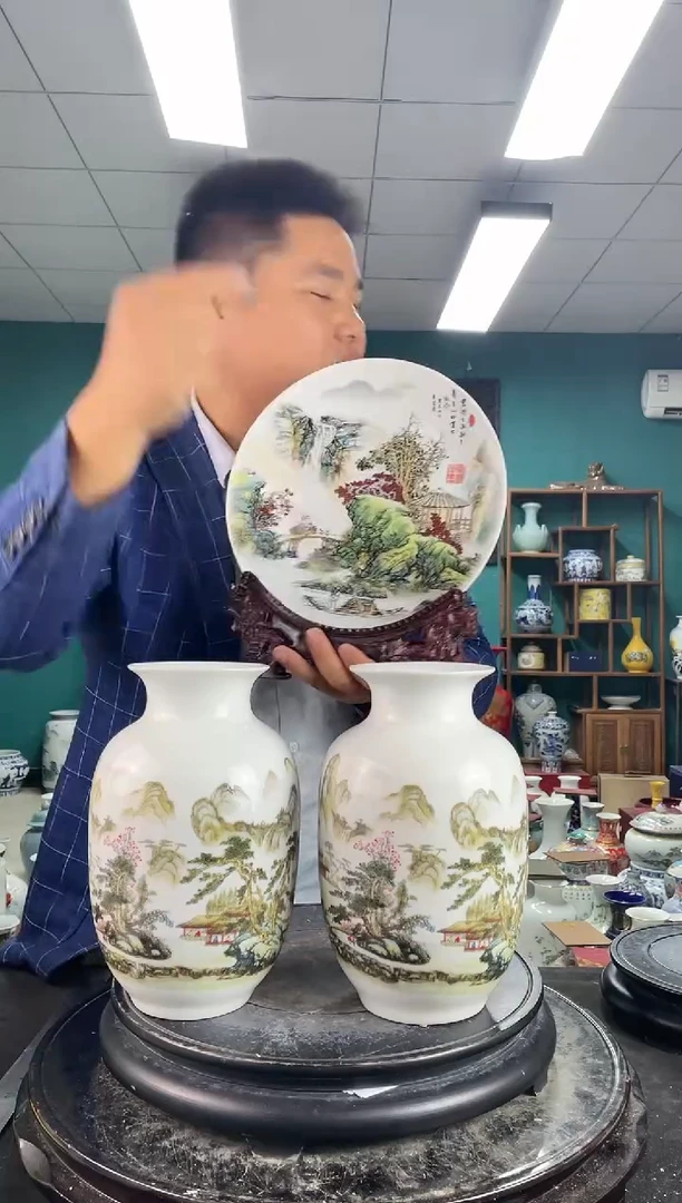 【闪购商品】陶瓷杯山水冬瓜三件套
