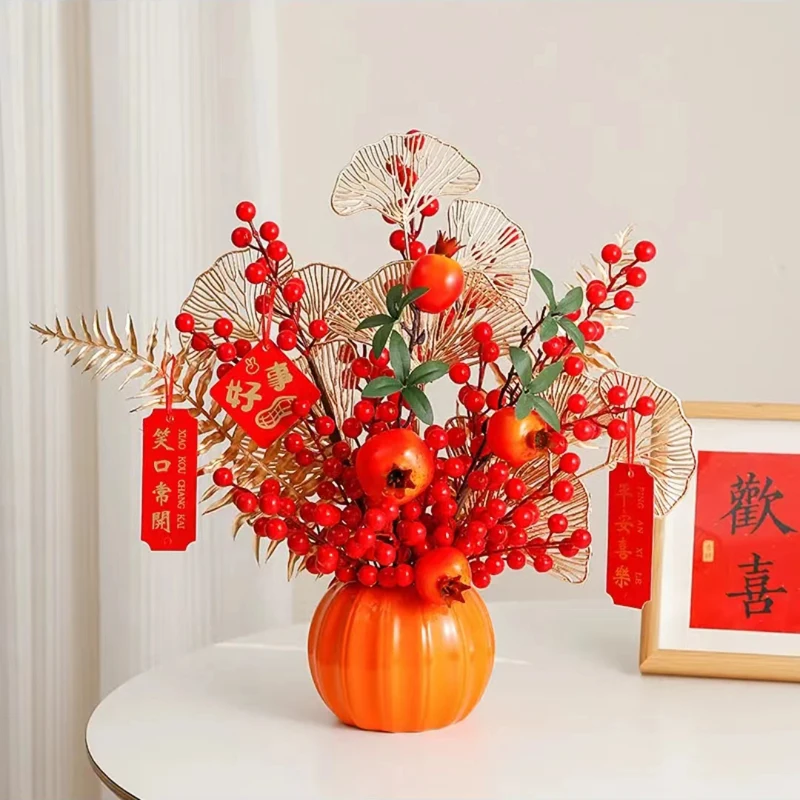 新年宵花发财果桌面车载仿真花结婚装饰品客厅餐桌电视柜乔迁摆件