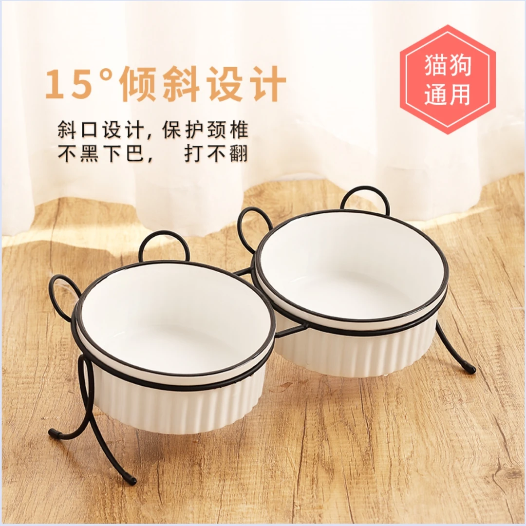 猫咪碗陶瓷猫碗猫粮碗猫食盆猫水碗狗碗狗食盆宠物碗高脚斜口碗
