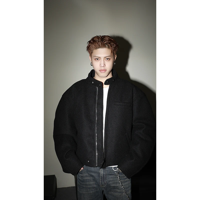 【EME】冬季新品棉服帅气美式休闲宽松弯刀cleanfit外套短宽夹克男