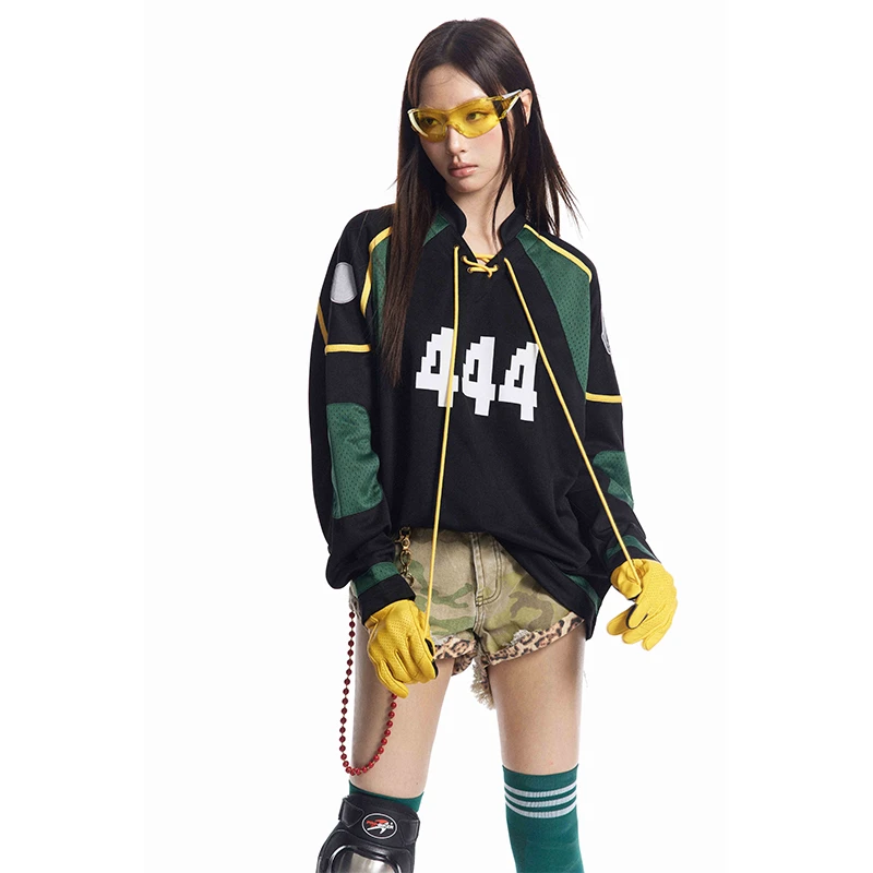 MADEEXTREME 秋季美式宽松球服街头手绘字母印花国潮男士短袖t恤