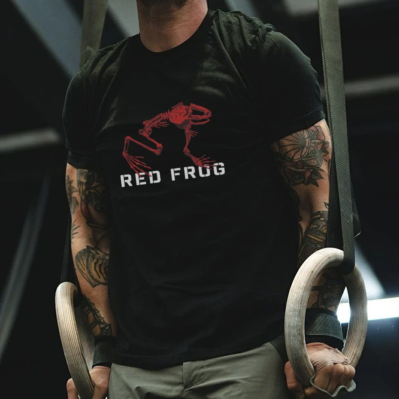 前沿观察组全球精英特战系列RED FROG红蛙印花军迷圆领短袖T恤男