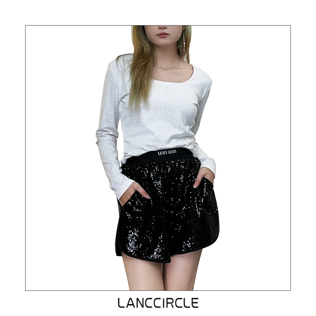 LANCCIRCLE】设计师时尚休闲百搭短款网红亮片女士短裤LCC-080