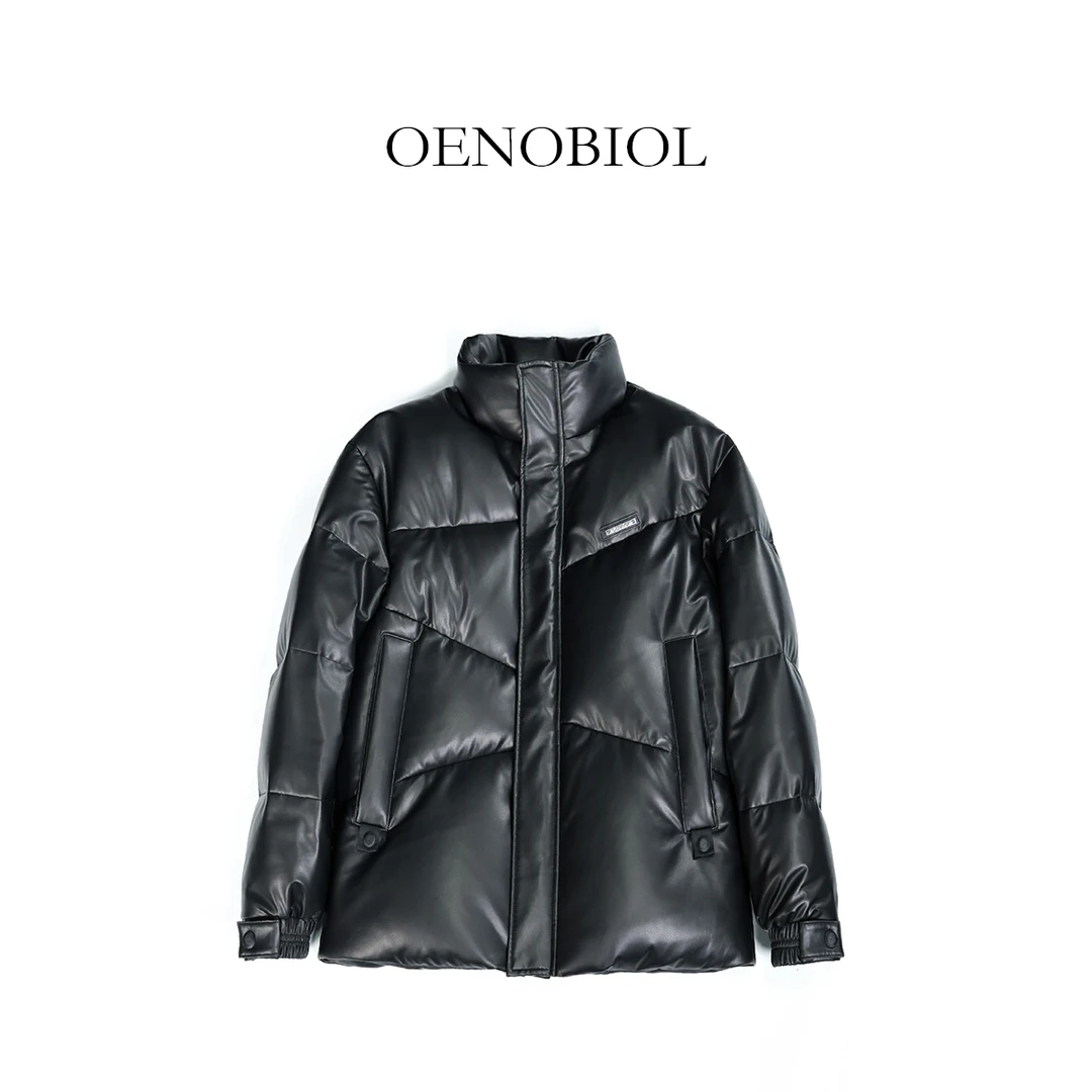 【OENOBIOL】進口羊皮鹅绒服可拆卸连帽男士真皮皮衣羽绒加厚外套潮